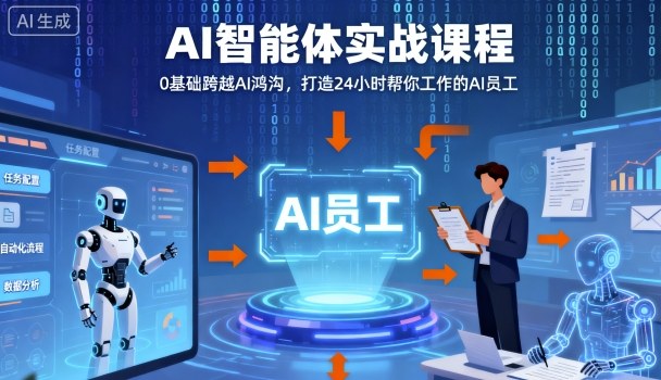 Ai智能体实战课程,0基础跨越Ai鸿沟,打造24小时帮你工作的Ai员工,打破常规,以实战定义Ai-恒创联盟资源网