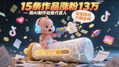 用AI制作幼崽代言人,宝宝的控诉火爆全网,15条作品涨粉13W,单号月入5位数实操教程-恒创联盟资源网