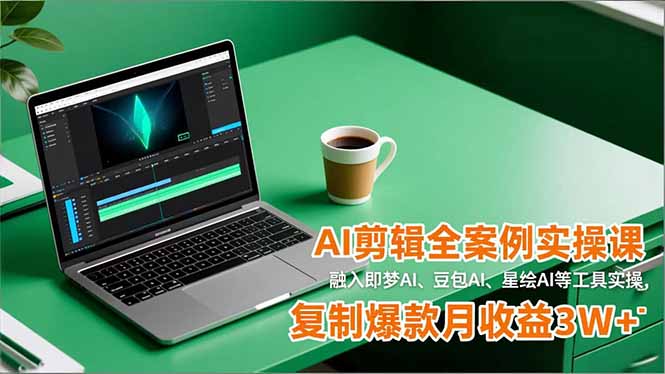 AI剪辑全案例实操课,融入即梦AI、豆包AI、星绘AI等工具实操,复制爆款月收益3W+-恒创联盟资源网