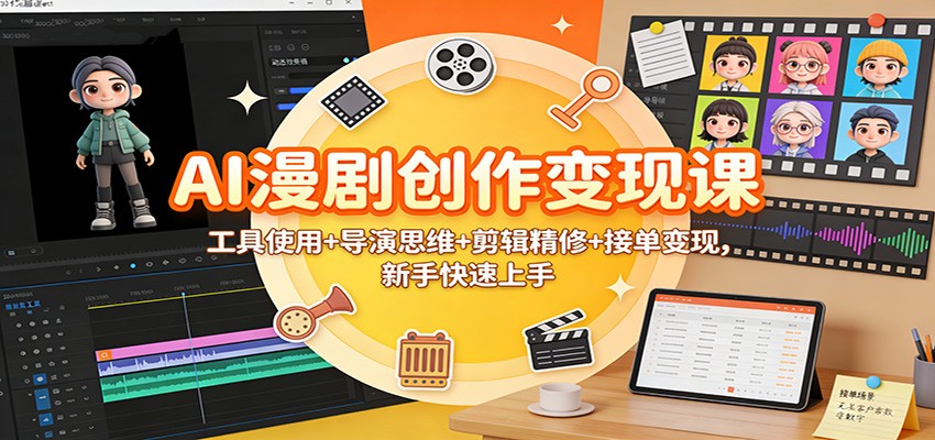 AI漫剧创作变现课：工具使用+导演思维+剪辑精修+接单变现，新手快速上手-恒创联盟资源网