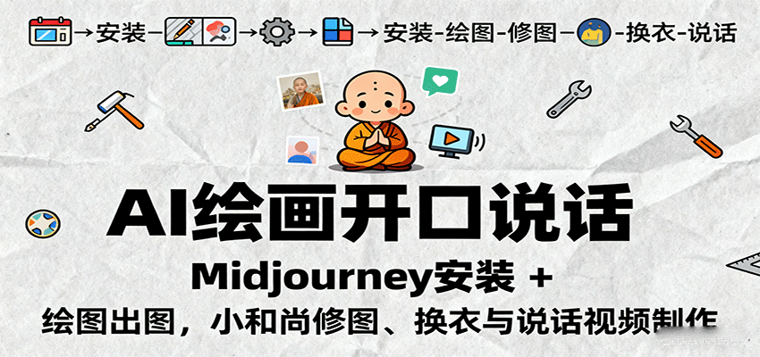 AI绘画开口说话,Midjourney安装 + 绘图出图,小和尚修图、换衣与说话视频制作-恒创联盟资源网