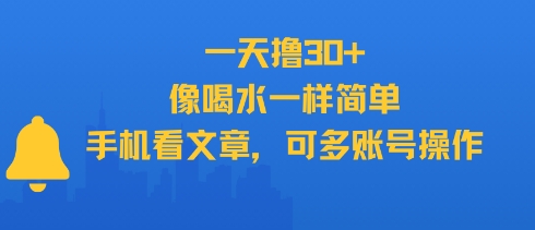 一天撸30+，像喝水一样简单，手机看文章，可多账号操作-恒创联盟资源网