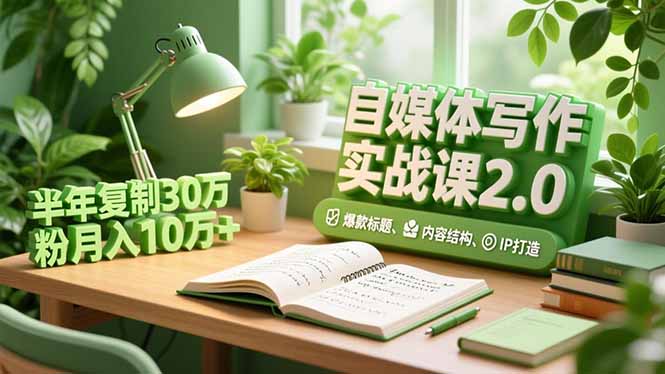自媒体写作实战课2.0，爆款标题、内容结构、IP打造，半年复制30万粉月入10万+-恒创联盟资源网