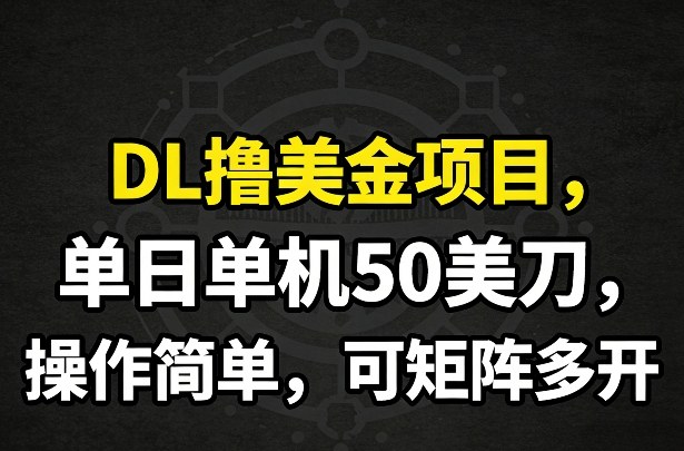 DL撸美金项目，单日单机50美刀，操作简单，可矩阵多开-恒创联盟资源网