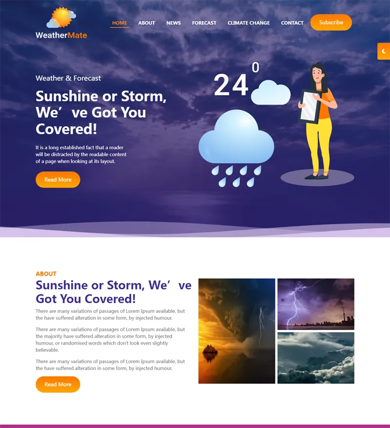 HTML响应式天气预报网站源码-恒创联盟资源网