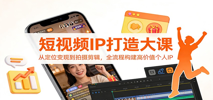 短视频IP打造大课：从定位变现到拍摄剪辑，全流程构建高价值个人IP-恒创联盟资源网