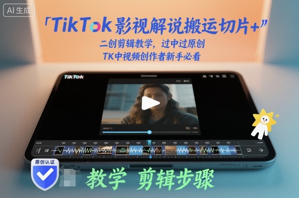 TikTok影视解说搬运切片+二创剪辑教学,过中过原创,TK中视频创作者新手必看-恒创联盟资源网