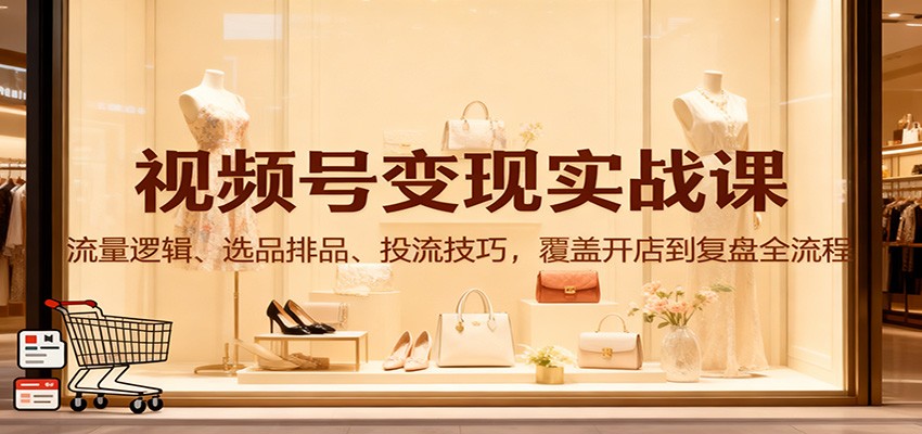视频号变现实战课：流量逻辑、选品排品、投流技巧，覆盖开店到复盘全流程-恒创联盟资源网