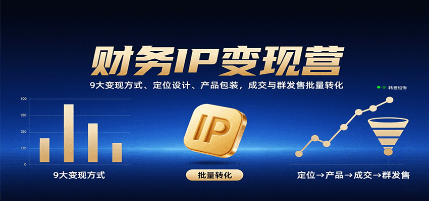 财务IP变现营：9大变现方式、定位设计、产品包装，成交与群发售批量转化-恒创联盟资源网
