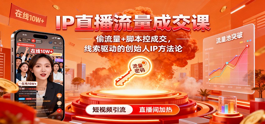 IP直播流量成交课:偷流量+脚本控成交,线索驱动的创始人IP方法论-恒创联盟资源网