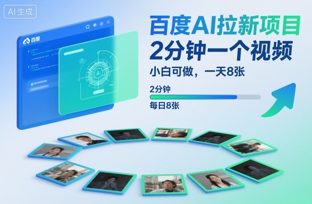 百度AI拉新项目，2分钟一个视频，小白可做，一天8张【附案例+保姆级教程】-恒创联盟资源网