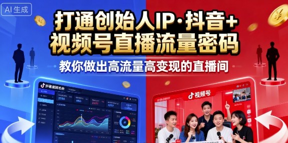 25年直播9-10两期线下课，打通创始人IP，抖音+视频号直播流量密码，教你做出高流量高变现的直播间-恒创联盟资源网