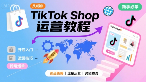 TikTok Shop从0到1运营教程，TikTok跨境电商新手必学课程-恒创联盟资源网