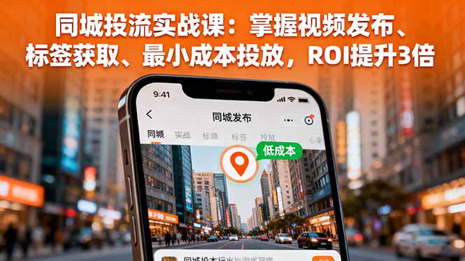 同城投流实战课：掌握视频发布、标签获取、最小成本投放，ROI提升3倍-恒创联盟资源网