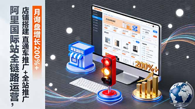 阿里国际站全链路运营,店铺搭建+直通车推广+全站推广,月询盘增长200%+-恒创联盟资源网