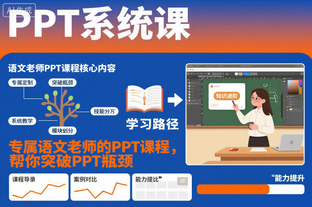PPT系统课,专属语文老师的PPT课程,帮你突破PPT瓶颈-恒创联盟资源网