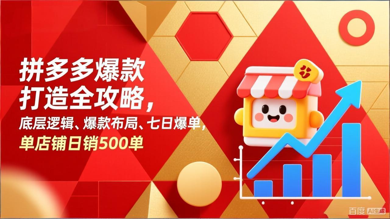 拼多多爆款打造全攻略，底层逻辑、爆款布局、七日爆单，单店铺日销500单-恒创联盟资源网