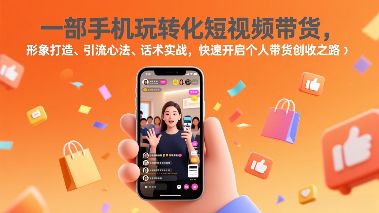 一部手机玩转化短视频带货，形象打造、引流心法、话术实战，快速开启个人带货创收之路-恒创联盟资源网