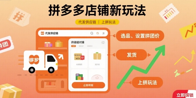 拼多多店铺新玩法,代发供应链上拼玩法-恒创联盟资源网