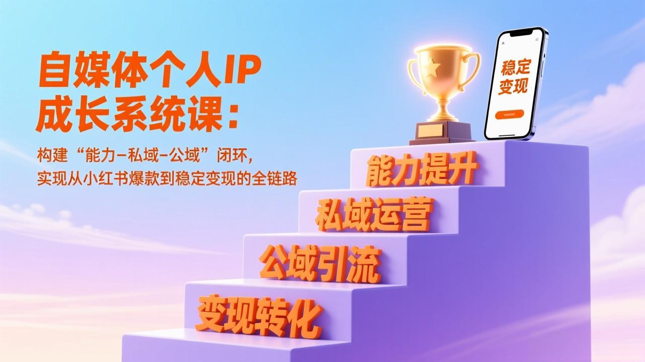 自媒体个人IP成长系统课：构建“能力-私域-公域”闭环，实现从小红书爆款到稳定变现的全链路-恒创联盟资源网