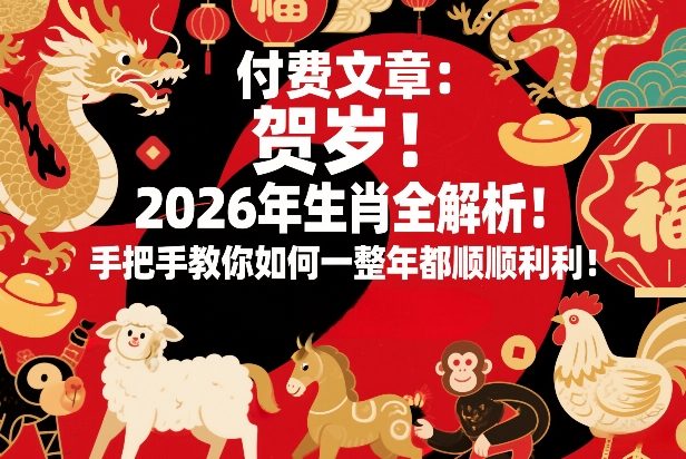 付费文章：贺岁！2026年生肖全解析！手把手教你如何一整年都顺顺利利！-恒创联盟资源网