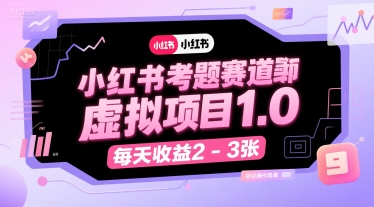 小红书考题赛道虚拟项目1.0，项目操作简单，每天收益2-3张-恒创联盟资源网