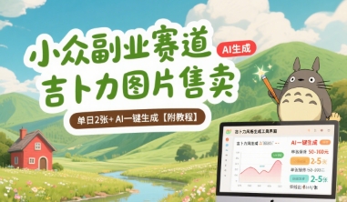 小众副业赛道 吉卜力图片售卖 单日2张+ AI一键生成【附教程】-恒创联盟资源网