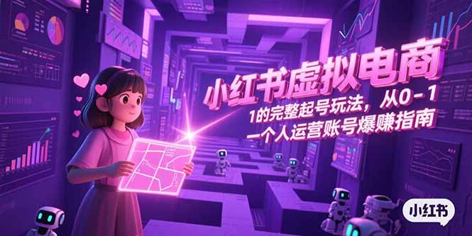 小红书虚拟电商，从0-1的完整起号玩法，一个人运营账号爆赚指南-恒创联盟资源网