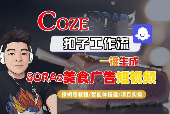 Coze扣子智能体工作流一键生成“SORA2美食广告“短视频，全流程保姆级教学-恒创联盟资源网