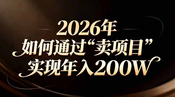 站在2026年的十字路口：一个普通人如何通过卖项目实现年入200万-恒创联盟资源网