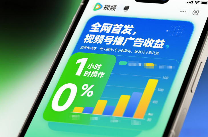 全网首发,视频号撸广告收益,无任何成本,每天操作1个小时即可,收益几十到几张-恒创联盟资源网