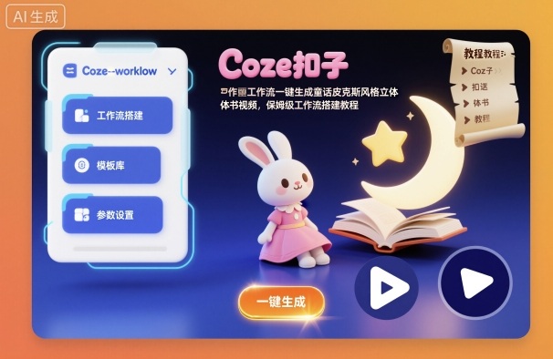 Coze扣子工作流一键生成童话皮克斯风格立体书视频,保姆级工作流搭建教程-恒创联盟资源网