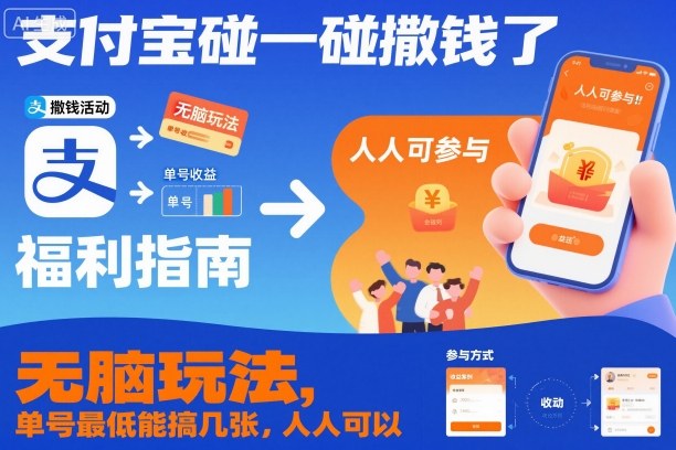 支付宝碰一碰撒钱了,无脑玩法,单号最低能搞几张,人人可以撸【揭秘】-恒创联盟资源网