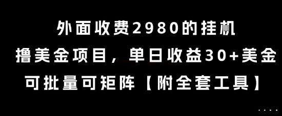 外面收费2980的挂G撸美金项目，单日收益30+美金，可批量可矩阵【揭秘】-恒创联盟资源网