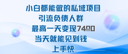 2025年小白都能做的私域项目引流负债人群最高一天变现1k+高变现难度低当天就能见到钱上手快-恒创联盟资源网