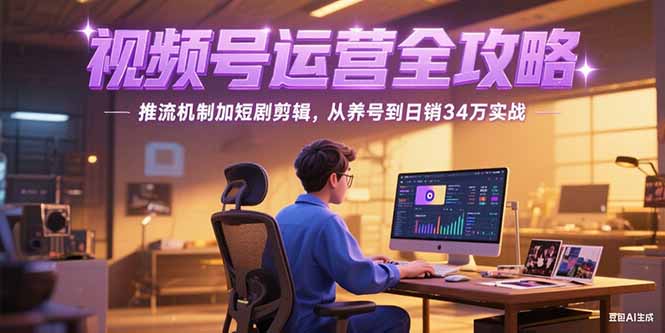 2025视频号运营全攻略，推流机制加短剧剪辑，从养号到日销34万实战-恒创联盟资源网