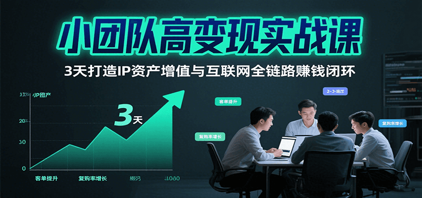 小团队高变现实战课，3天打造IP资产增值与互联网全链路赚钱闭环(第二期)-恒创联盟资源网