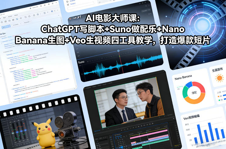 AI电影大师课：ChatGPT写脚本+Suno做配乐+Nano Banana生图+Veo生视频，打造爆款短片-恒创联盟资源网