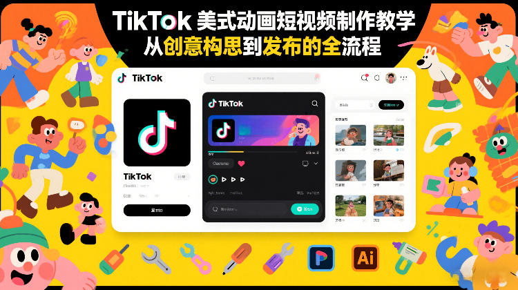 TikTok美式动画短视频制作教学，从创意构思到发布的全流程-恒创联盟资源网