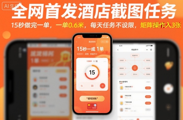 全网首发酒店截图任务,15秒做完一单,一单0.6米,每天任务不设限,矩阵操作日入3张【揭秘】-恒创联盟资源网