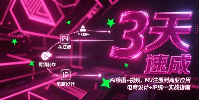 3天速成AI绘图+视频，MJ注册到商业应用，电商设计+IP统一实战指南-恒创联盟资源网
