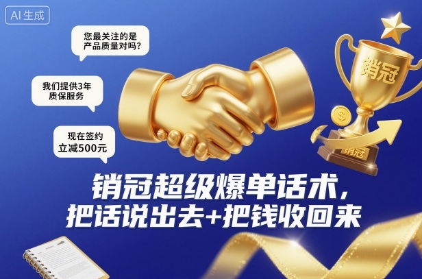 销冠超级爆单话术，把话说出去+把钱收回来-恒创联盟资源网