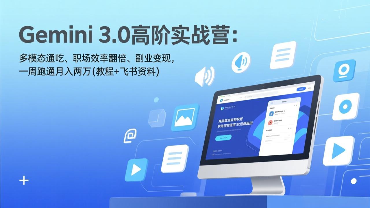 Gemini 3.0高阶实战营：多模态通吃、职场效率翻倍、副业变现，一周跑通月入两万(教程+飞书资料-恒创联盟资源网