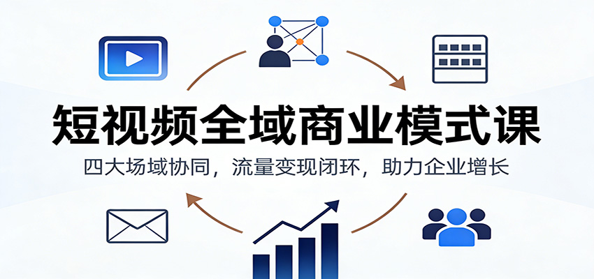 短视频全域商业模式课：四大场域协同，流量变现闭环，助力企业增长-恒创联盟资源网