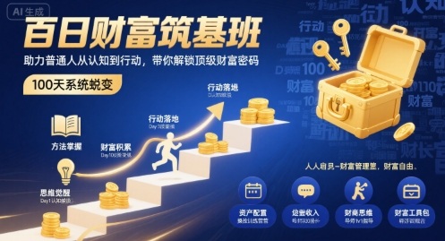 百日财富筑基班，助力普通人从认知到行动，带你解锁顶级财富密码-恒创联盟资源网