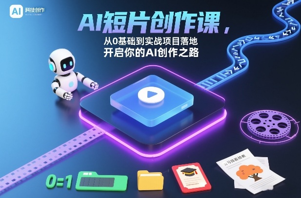 AI短片创作课，从0基础到实战项目落地，开启你的AI创作之路-恒创联盟资源网