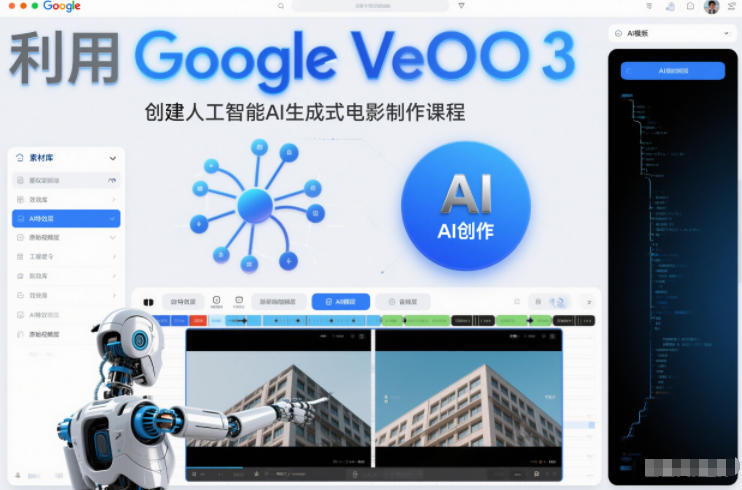 利l用Google Veo 3创建人工智能AI生成式电影制作课程，使用人工智能的力量创建令人惊叹的视频-恒创联盟资源网