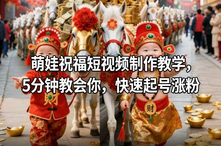 萌娃祝福短视频制作教学，5分钟教会你，快速起号涨粉-恒创联盟资源网