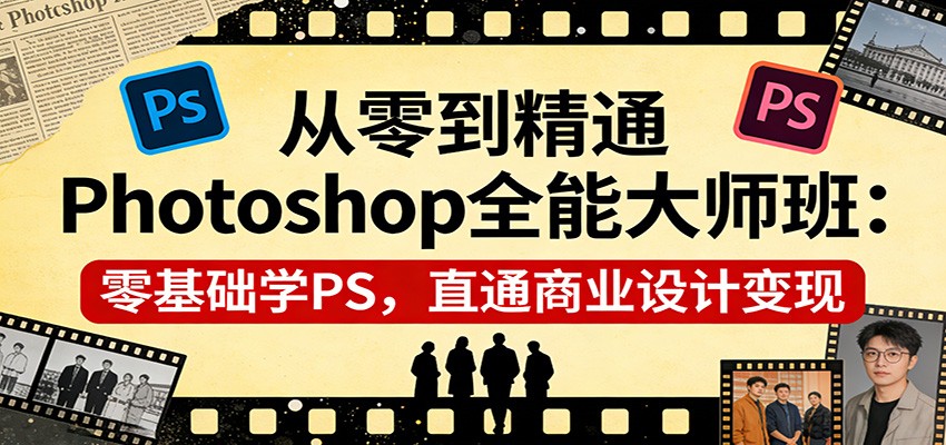 从零到精通Photoshop全能大师班：零基础学PS，直通商业设计变现-恒创联盟资源网