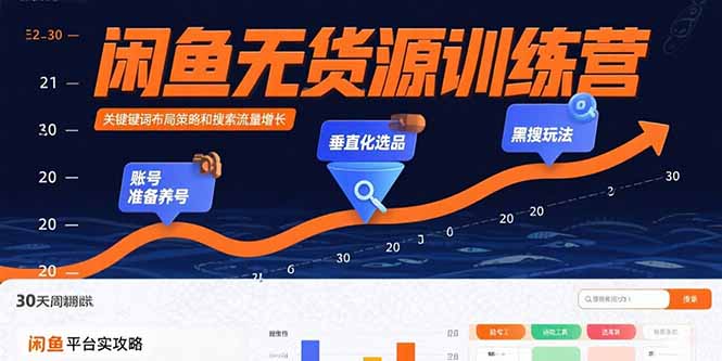 闲鱼无货源训练营：账号准备养号/垂直化选品/黑搜玩法，0基础30天盈利指南-恒创联盟资源网
